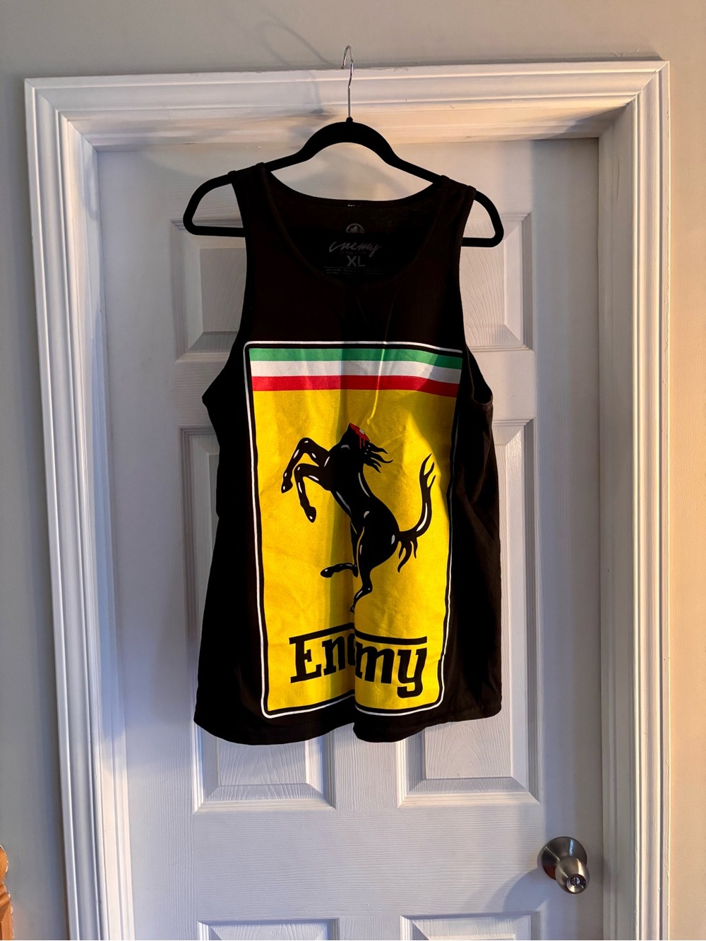 Black Tank Top with Yellow Horse Graphic - Casual Men's Sleeveless Tee